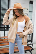 Angel Wings Striped V-Neck Dropped Shoulder Button-Up Cardigan