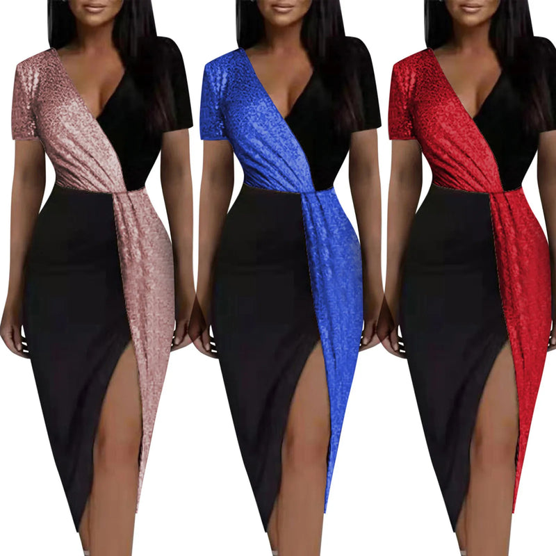 Women's Color Block Sexy Cocktail Dresses