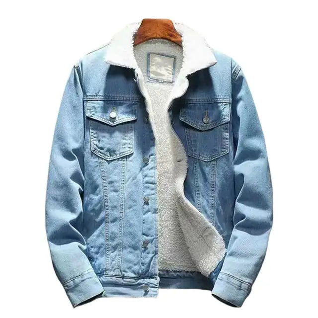 Men's Winter Cashmere Lining  Denim Jacket