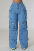 Multi Pockets Wide Leg Cargo Jeans
