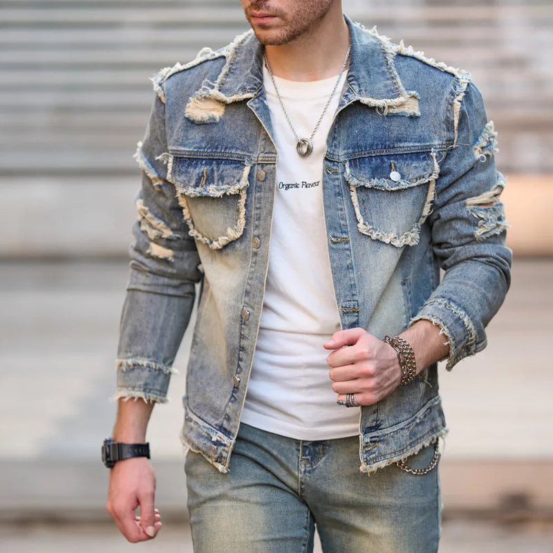 Men's Autumn Streetwear Slim Fit Denim Jacket