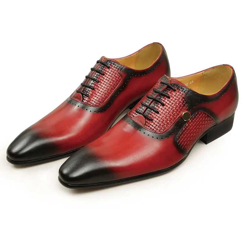 Men's Genuine Leather Wedding Two Tone Oxford Shoes