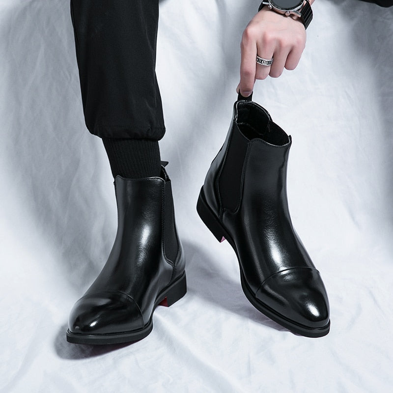 JD Men's PU Faux Leather Chelsea Boots