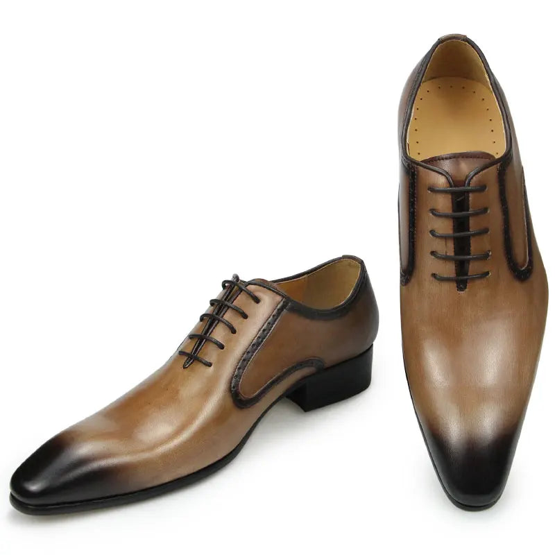 Men's Pointed Toe British Style Genuine Leather Oxford Shoes