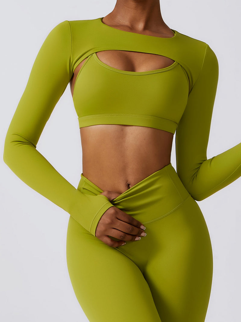 Cropped Cutout Long Sleeve Sports Top