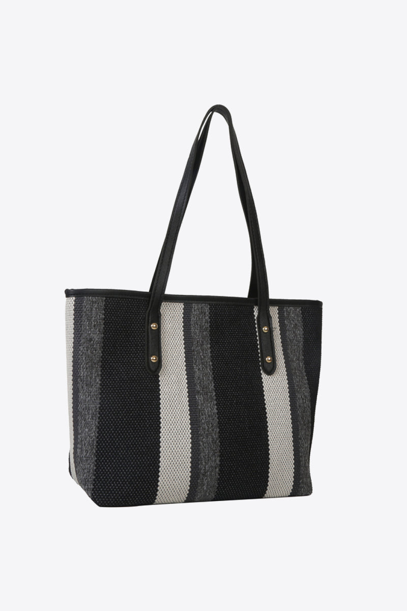 Bolso tote de paja a rayas