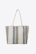 Striped Straw Tote Bag