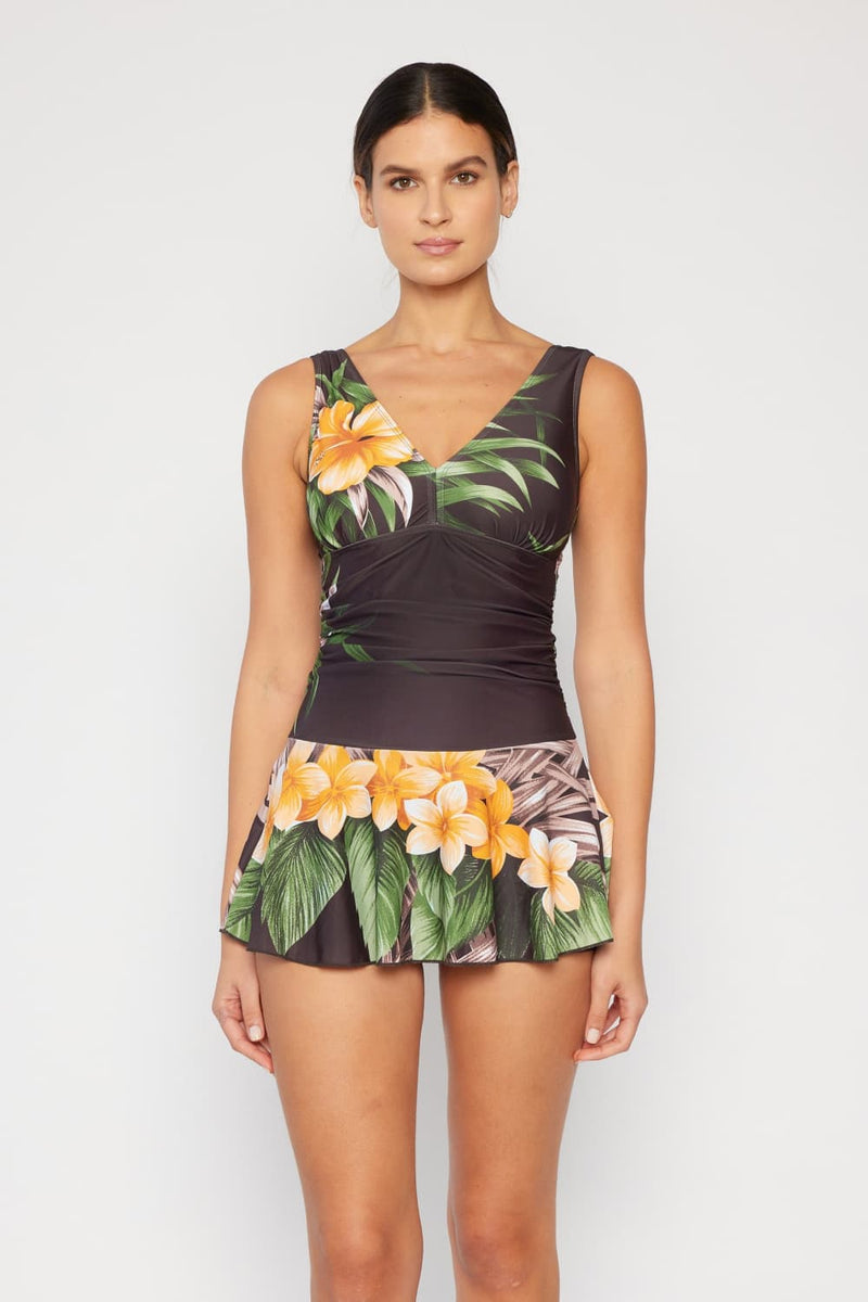 Vestido de baño Clear Waters de tamaño completo de Marina West Swim en Aloha Brown