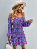 Floral Smocked Off-Shoulder Ruffled Dress