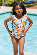 Marina West Swim Float On Ruffled One-Piece in Citrus Orange