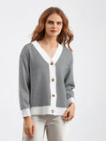 Button Down V-Neck Cardigan