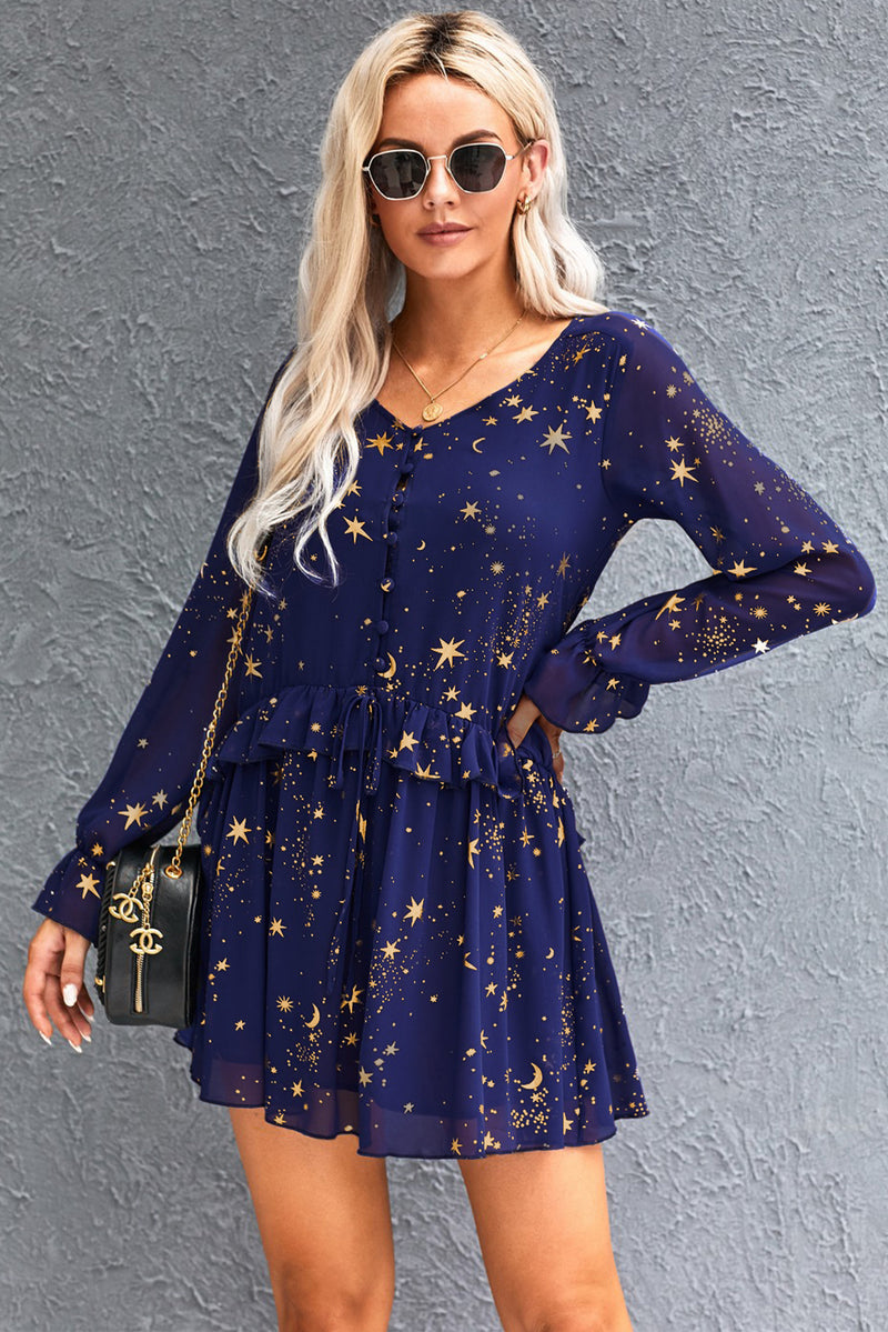 Shimmer Ruffle Casual Dress