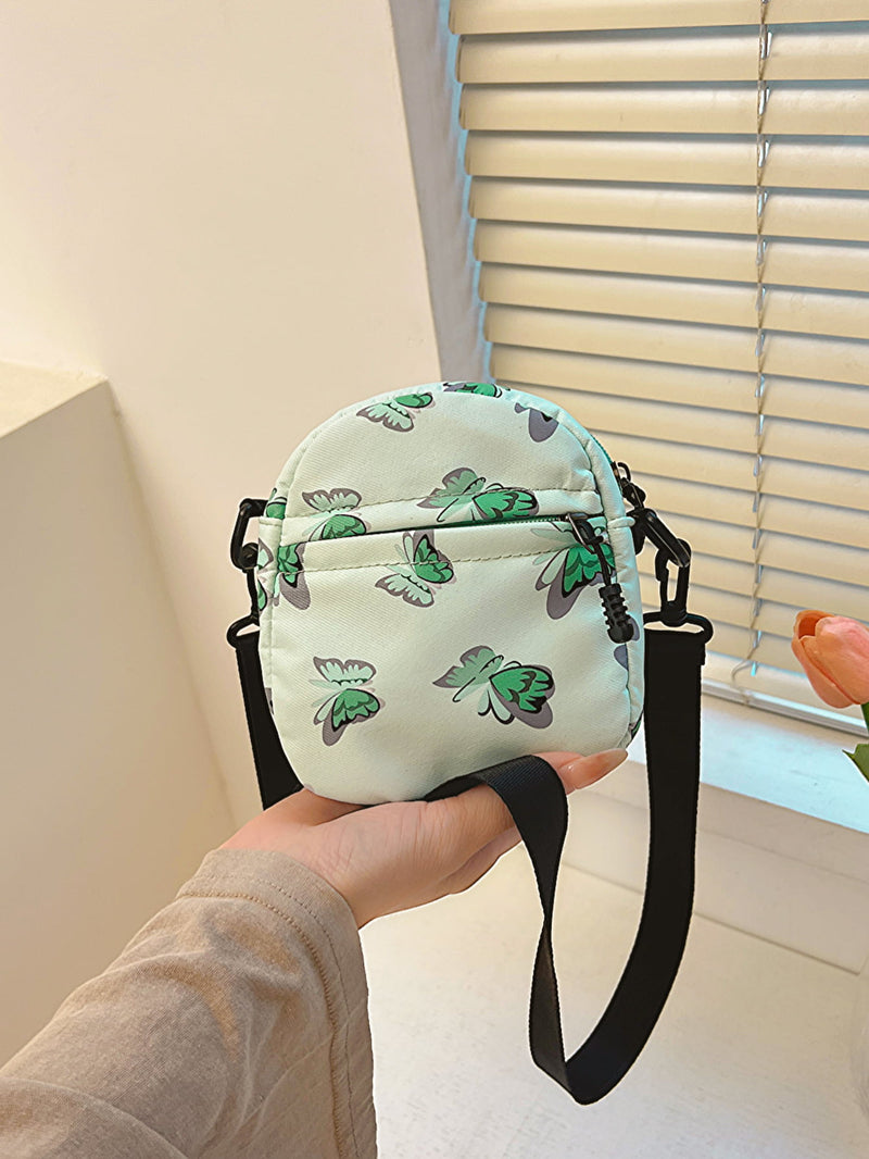 Bolso bandolera de poliéster con estampado de mariposas