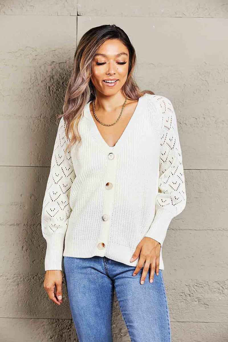 Double Take Rib-Knit Plunge Raglan Sleeve Cardigan