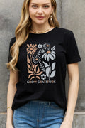 Camiseta de algodón con gráfico GROW GRATITUDE de tamaño completo de Simply Love