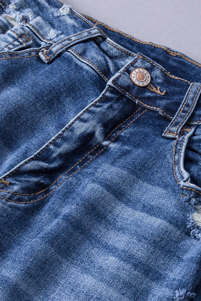 Distressed Flared Jeans with Pockets