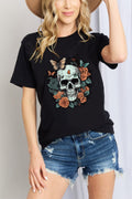 Camiseta de algodón con estampado de calavera de tamaño completo de Simply Love