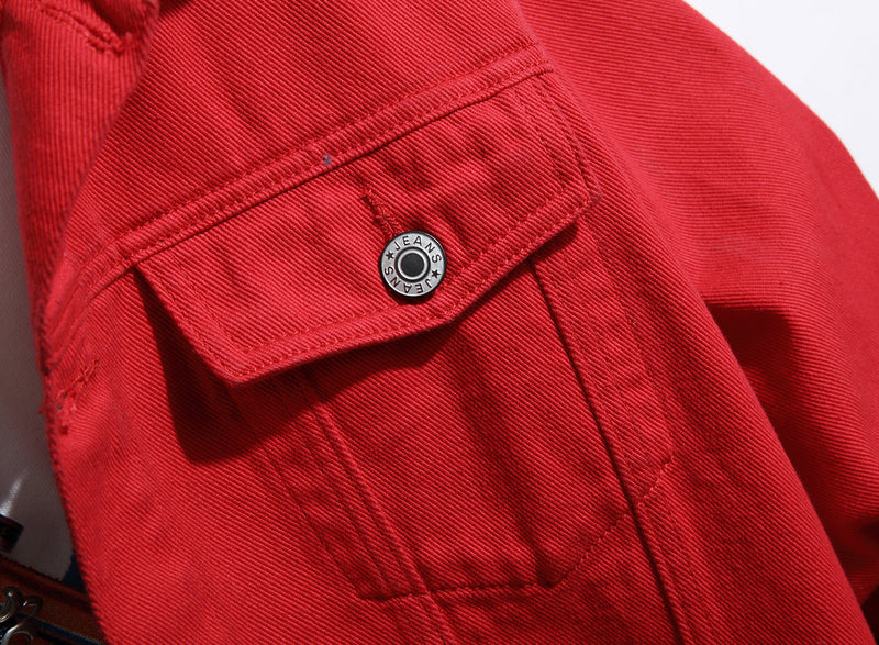 Men's Patchwork Collar Outwear Denim Jacket
