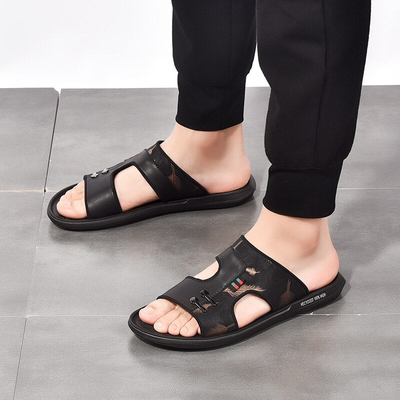 SSX Men's Summer Flat Casual Leather Sandals