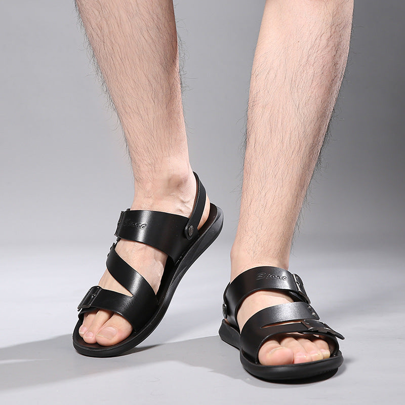 CONC Men's Solid Color Faux Leather Sandals