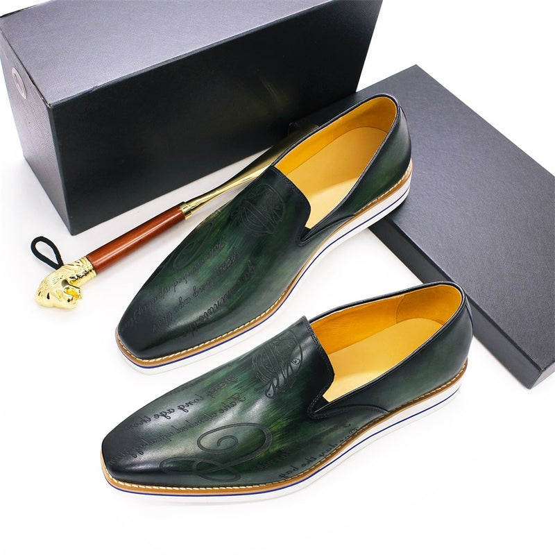 BREX Men's Handmade Leather Classic Flat Loafers