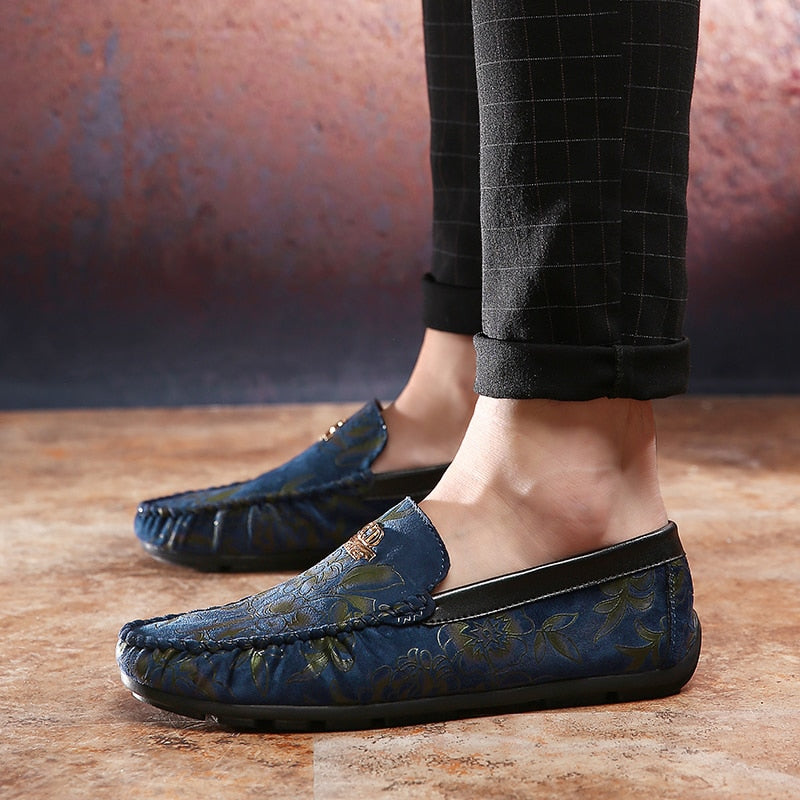 Men's Split Leather Slip on Moccasin Loafers