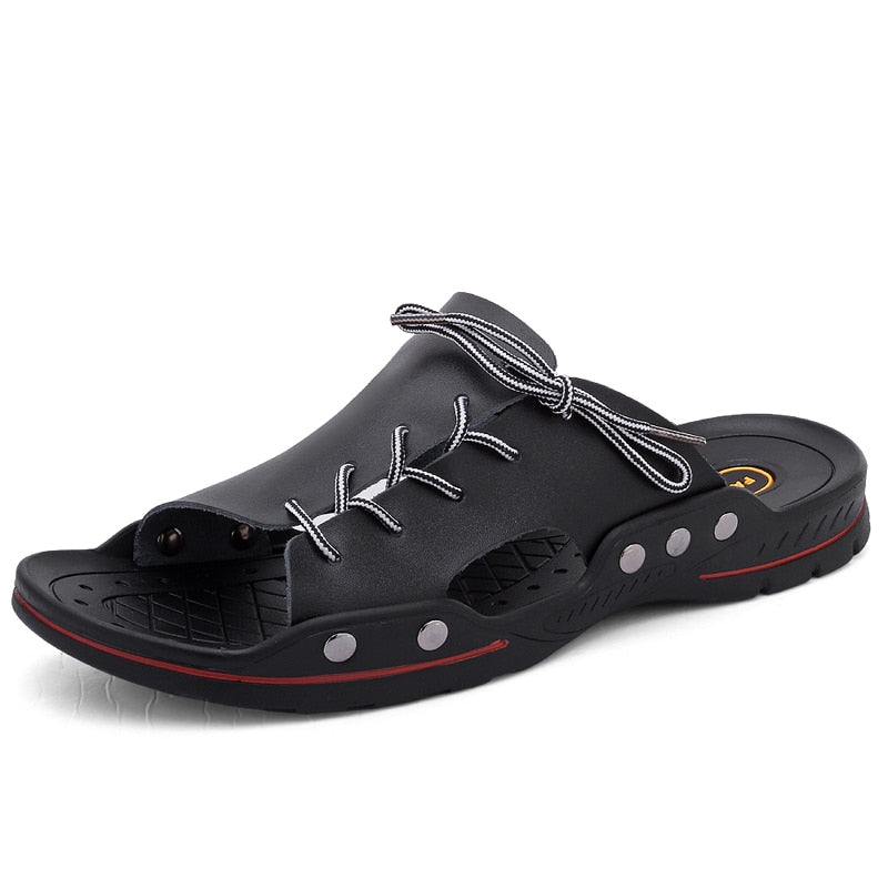 SSX Men's Faux Leather Two-Tone Slipper Sandals