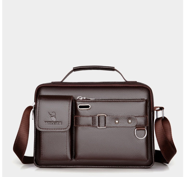 WEIXIER Men's Shoulder/Hand PU Leather Briefcase Bag