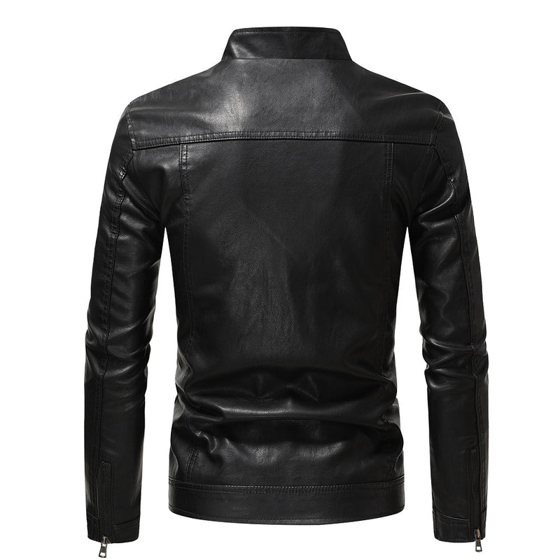 Men's Fashionista Slim Stand-Up Collar Faux Leather Jacket