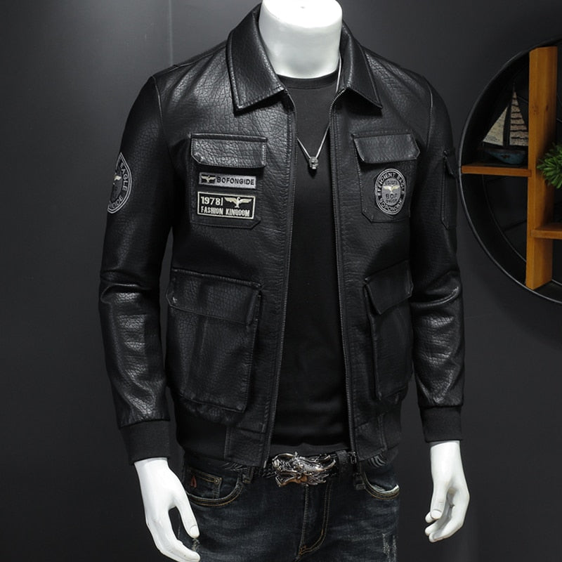 DEM Men's Fall/Winter Faux Leather Biker Jacket