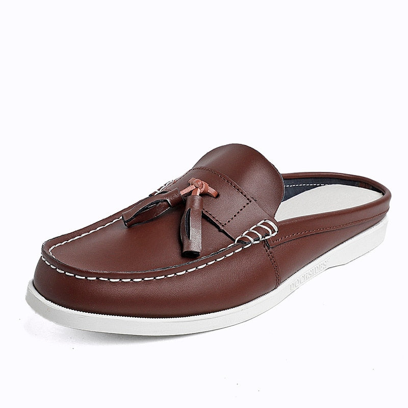 Men's Casual PU Leather Classic Backless Loafers