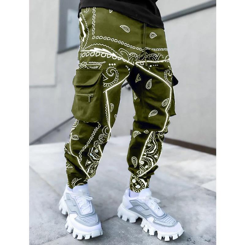 Bandana Printed Men's Streetwear Cargo Sweatpants - AM APPAREL
