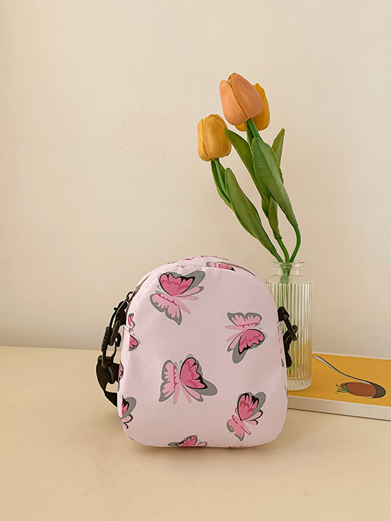 Bolso bandolera de poliéster con estampado de mariposas