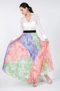 Color Block Pleated Maxi Skirt - AM APPAREL
