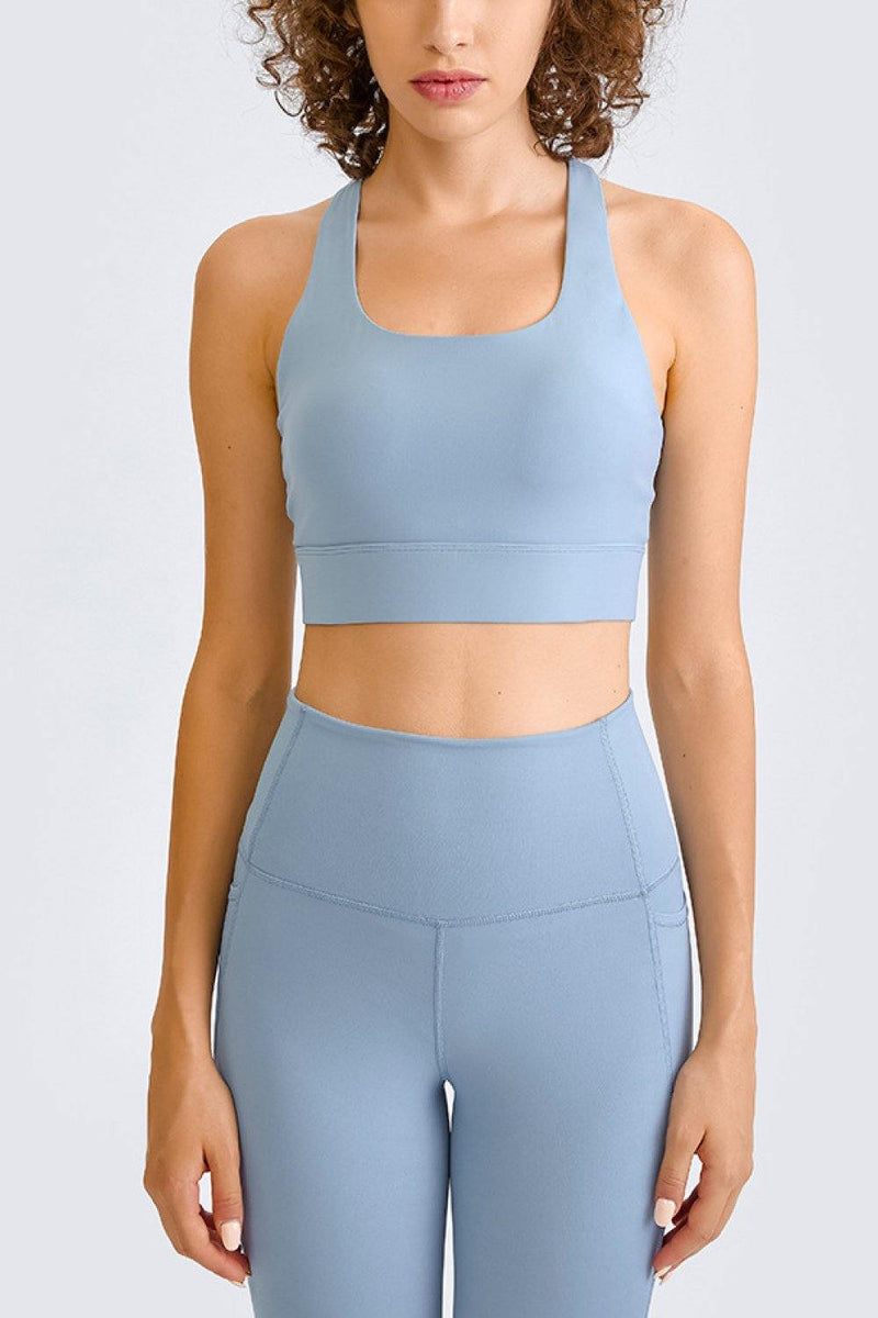 Cross Back Yoga Crop Top - AM APPAREL