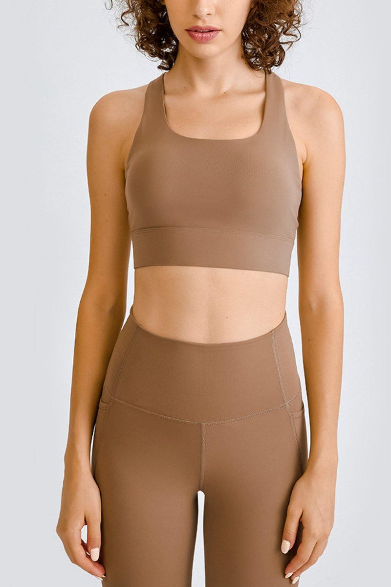 Cross Back Yoga Crop Top - AM APPAREL