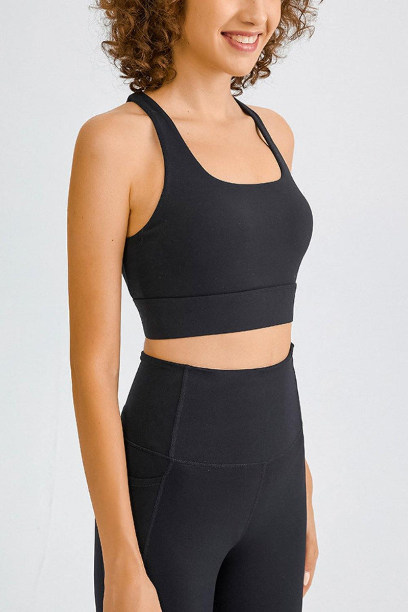 Cross Back Yoga Crop Top - AM APPAREL