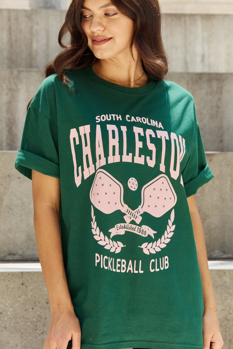 Sweet Claire "Charleston Pickleball Club"  Oversized Graphic T-Shirt