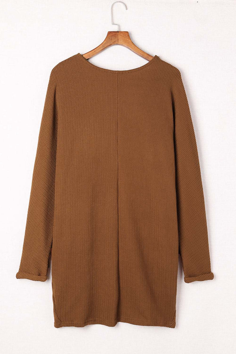 Pleated Detail Open Front Longline Cardigan