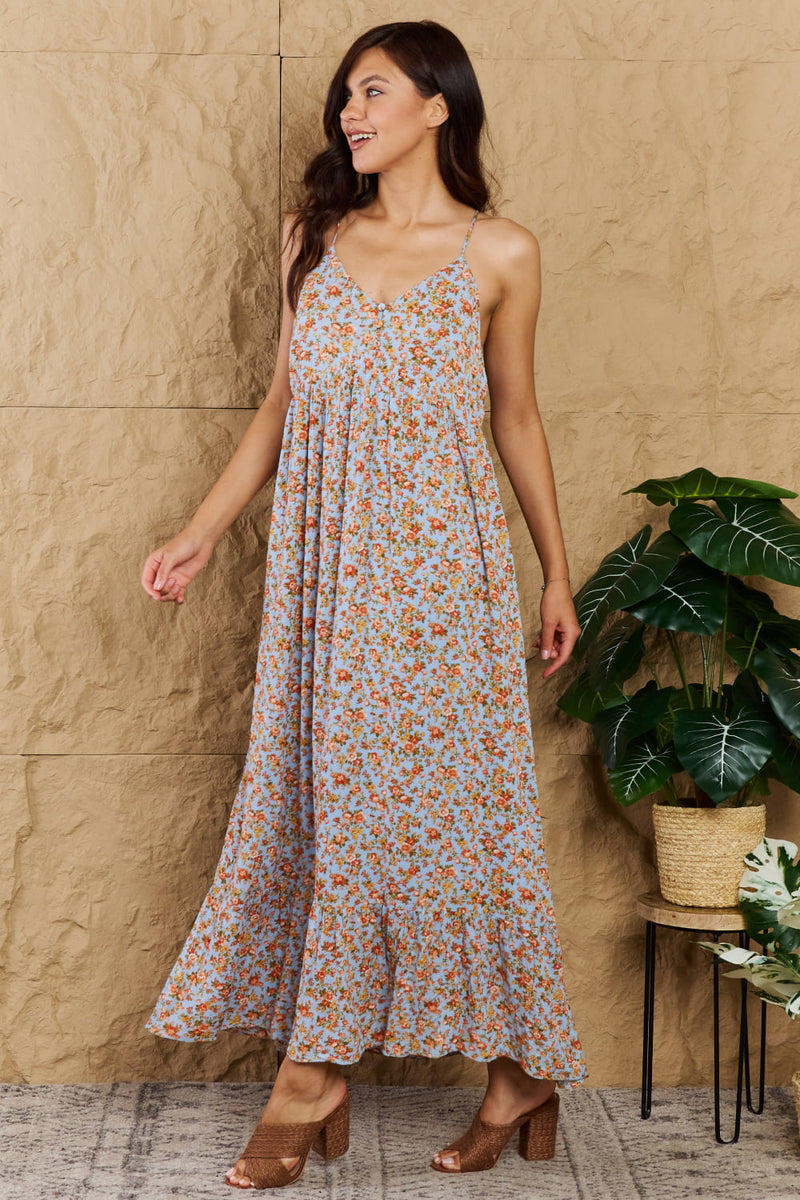 HEYSON Take Your Chances Full Size Floral Halter Neck Maxi Dress