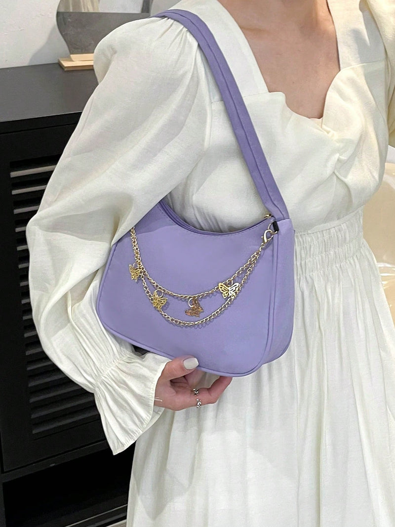 Butterfly Charm Polyester Shoulder Bag