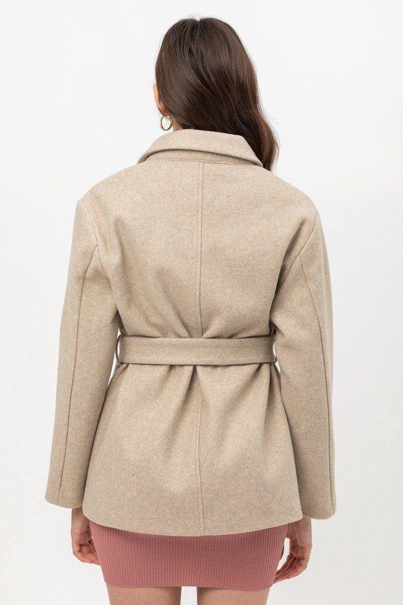 Fleece Fashion Belted Coat - AM APPAREL