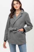 Fleece Fashion Belted Coat - AM APPAREL