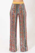 High Waist Colorful Sequins Pattern Pants | Mustard - AM APPAREL
