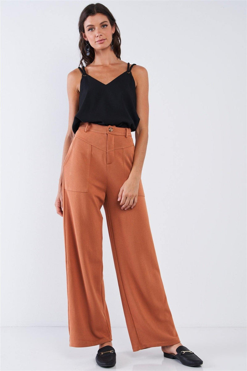 High Waisted Stretchy High Quality Casual Pant Relaxed Fit Camel Pant - AM APPAREL