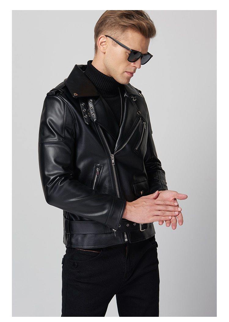 MAUROC Men's Leather Biker Jacket - AM APPAREL