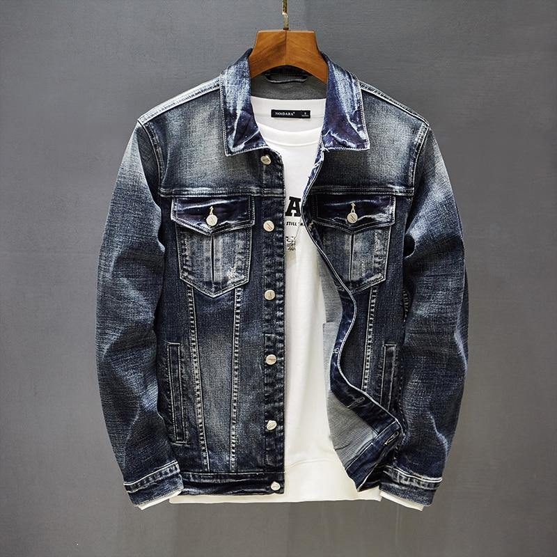 Men's Elasticity Retro Fashion Denim Jacket - AM APPAREL