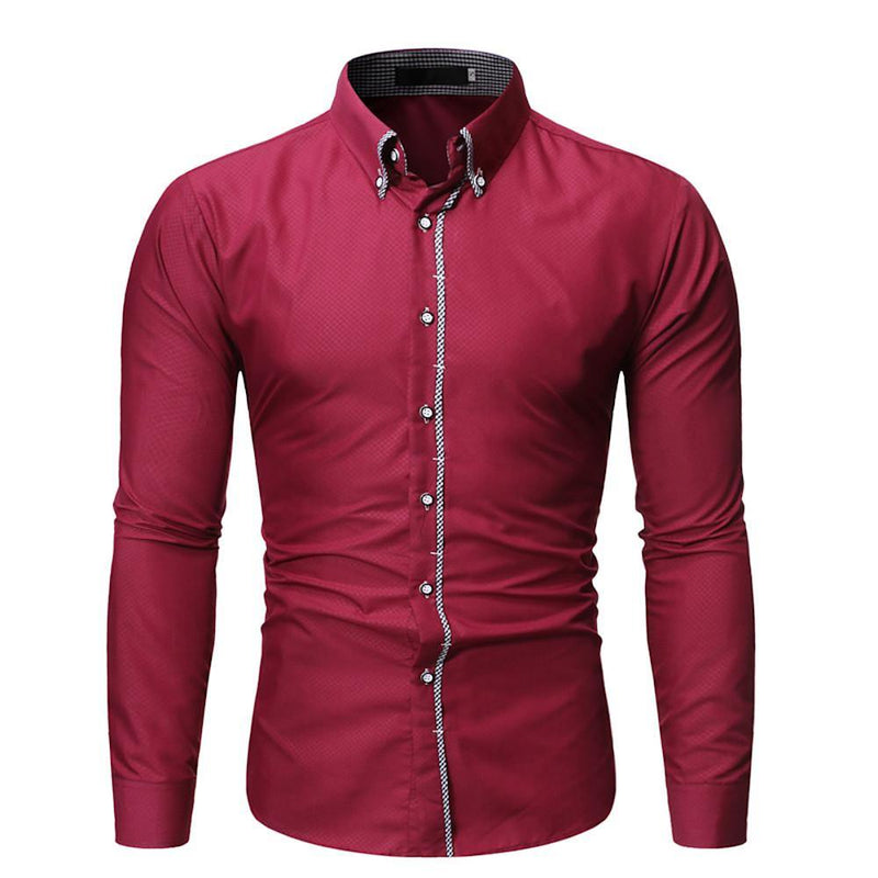 Men's Geometric Long Sleeve Daily Business Shirt - AM APPAREL