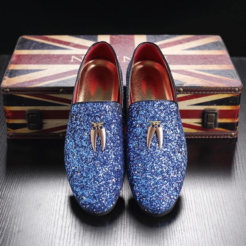 Men's Glitter Formal Loafer Shoes - AM APPAREL