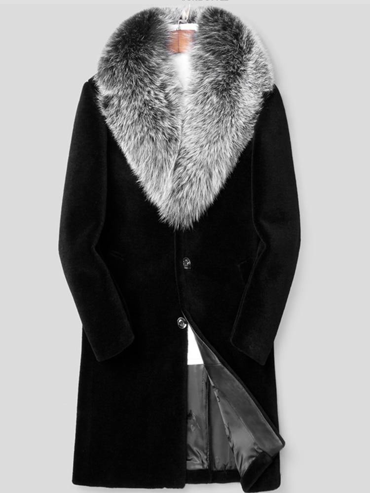 Men's Long Winter Faux Fur Coat - AM APPAREL